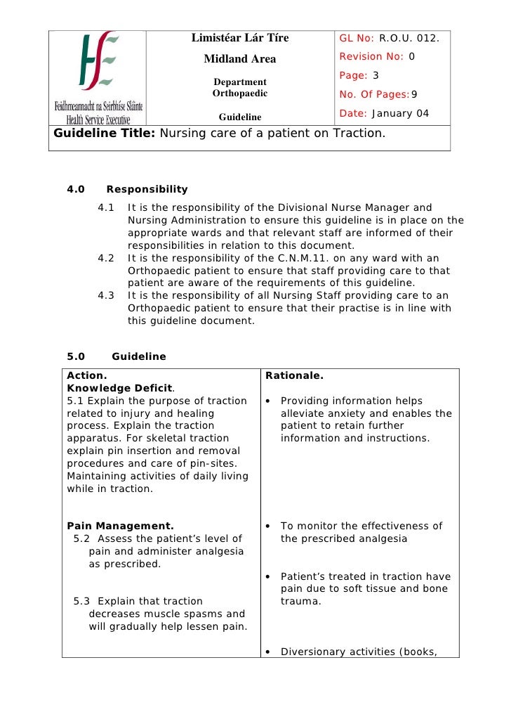 Nursing care of patient on traction