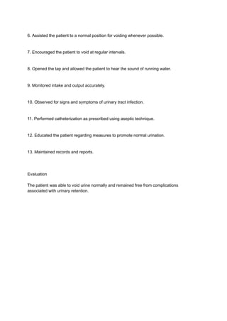 Nursing Care Plan on Urinary Retention | PDF
