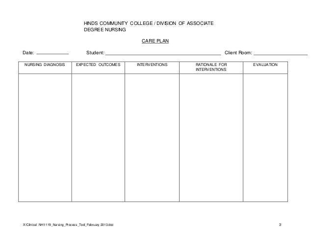 Nursing care plan sheets