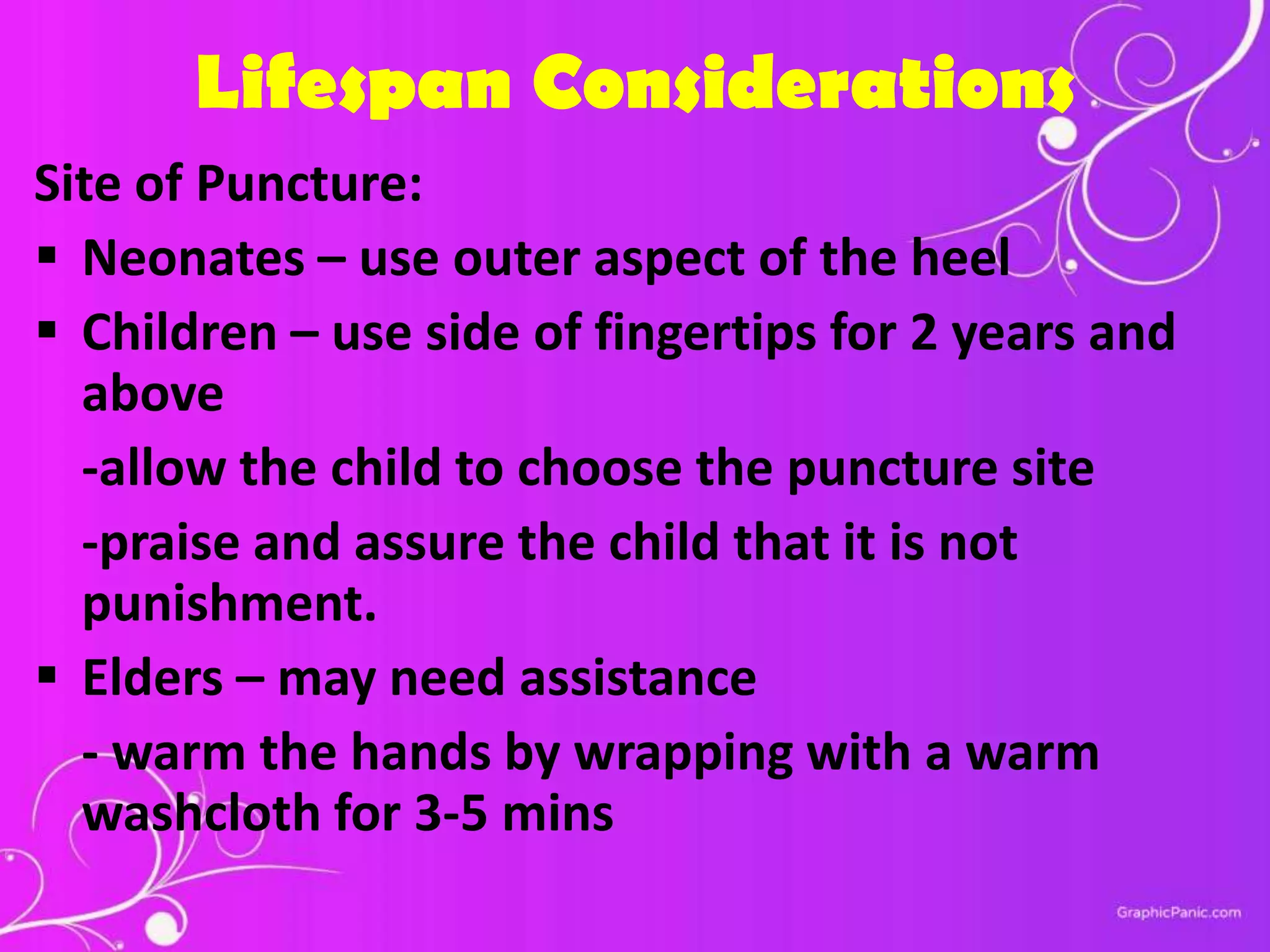 Nursing care to patients undergoing diagnostic procedures (blood ...