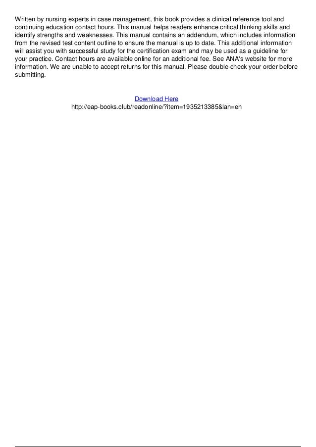 Nursing Case Management Review And Resource Manual 4th