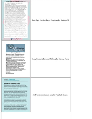 Best-Ever Nursing Paper Examples for Students N
Essay Example Personal Philosophy Nursing Nurse
Self assessment essay sample. Free Self Assess
 