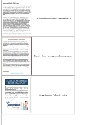 Nursing student scholarship essay examples a
Narrative Essay Nursing personal statement essay
Soccer Coaching Philosophy Article
 