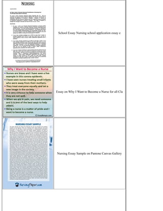 School Essay Nursing school application essay e
Essay on Why I Want to Become a Nurse for all Cla
Nursing Essay Sample on Pantone Canvas Gallery
 