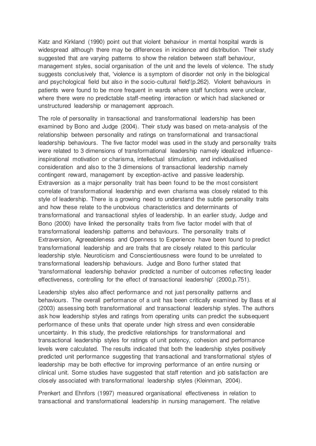 Nursing essay on leadership (example)