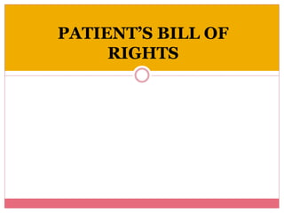 PATIENT’S BILL OF
RIGHTS
 