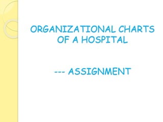 ORGANIZATIONAL CHARTS
OF A HOSPITAL
--- ASSIGNMENT
 