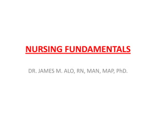 NURSING FUNDAMENTALS

DR. JAMES M. ALO, RN, MAN, MAP, PhD.
 