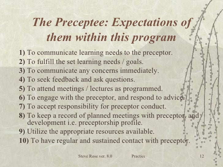 nursing preceptorship Magnet recognition program hospitals support professional nursing practice within the con-text of teaching and learning environments what is a preceptorship a preceptorship is a formal agreement between or among individuals to engage in a time-limited. nursing preceptorship Magnet recognition program hospitals support professional nursing practice within the con-text of teaching and learning environments what is a preceptorship a preceptorship is a formal agreement between or among individuals to engage in a time-limited.
