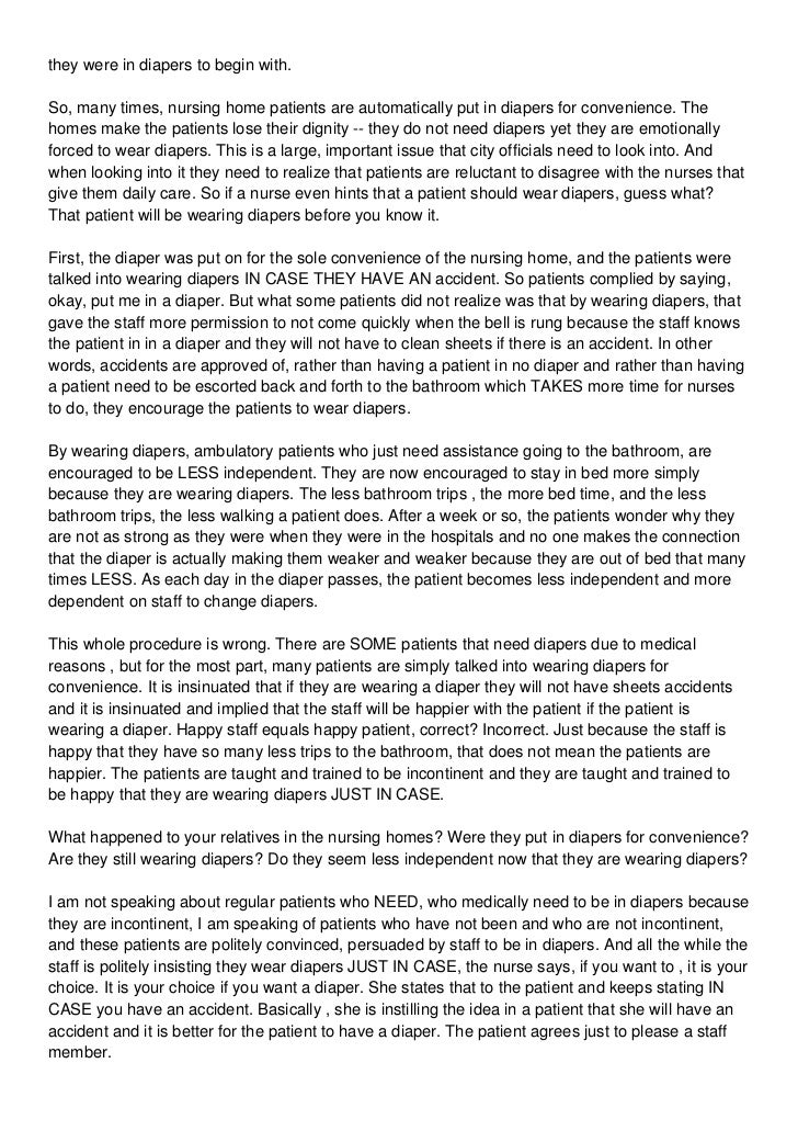 Diapers and Nursing Homes Must Read