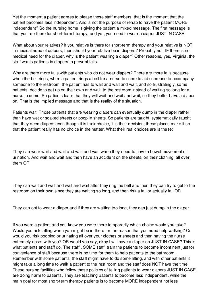 Diapers and Nursing Homes Must Read