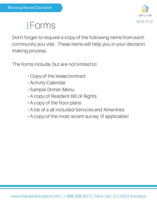 Nursing Home Checklist
