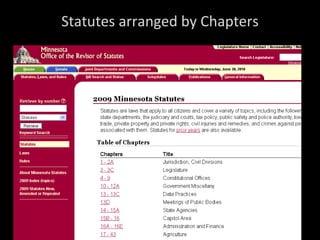 Statutes arranged by Chapters 
