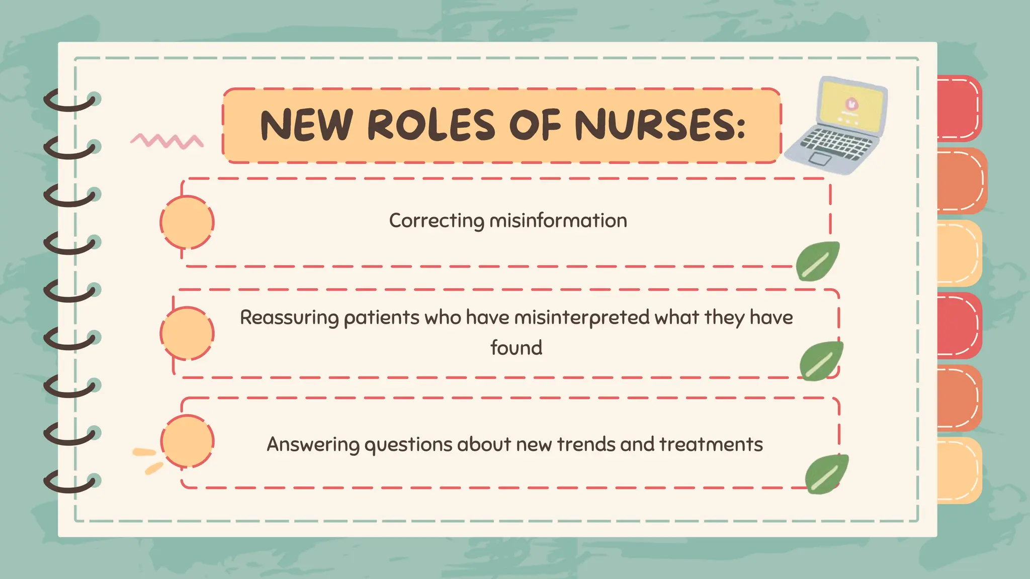 )
)
)
)
)
)
)
)
)
Correcting misinformation
)
)
)
)
)
)
)
)
)
Reassuring patients who have misinterpreted what they have
found
Answering questions about new trends and treatments
 