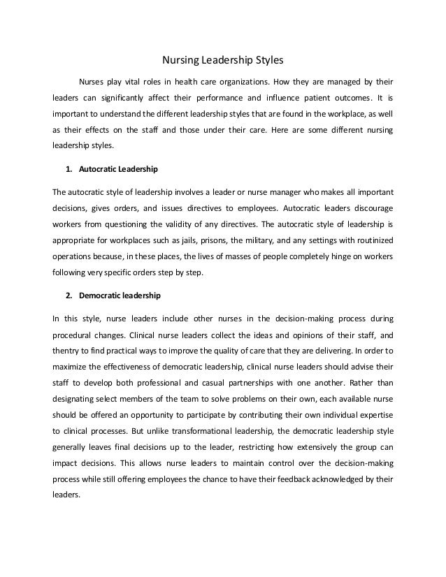 Nursing leadership styles infographic