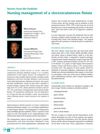 Nursing management of a viscerocutaneous fistula - WCET Journal - January/March 2012