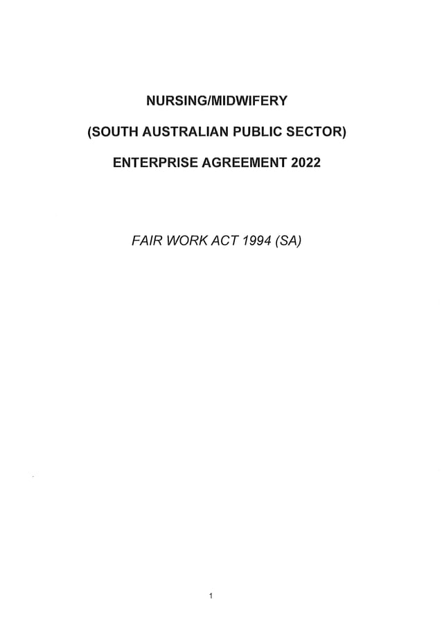 Nursing Midwifery South Australian Public Sector Enterprise Agreement ...