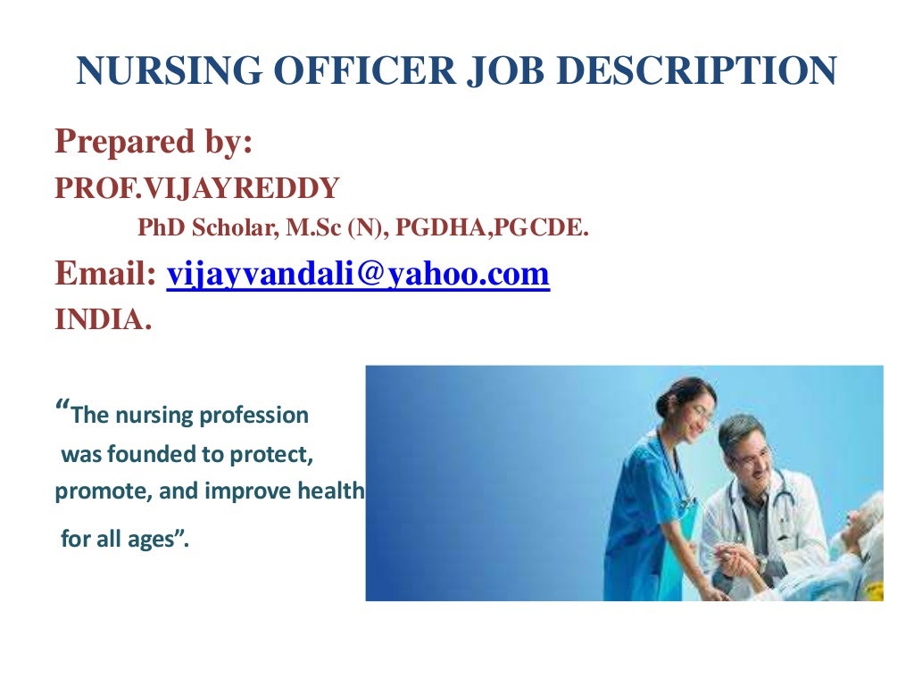 Job Chart Of Nursing Officer 