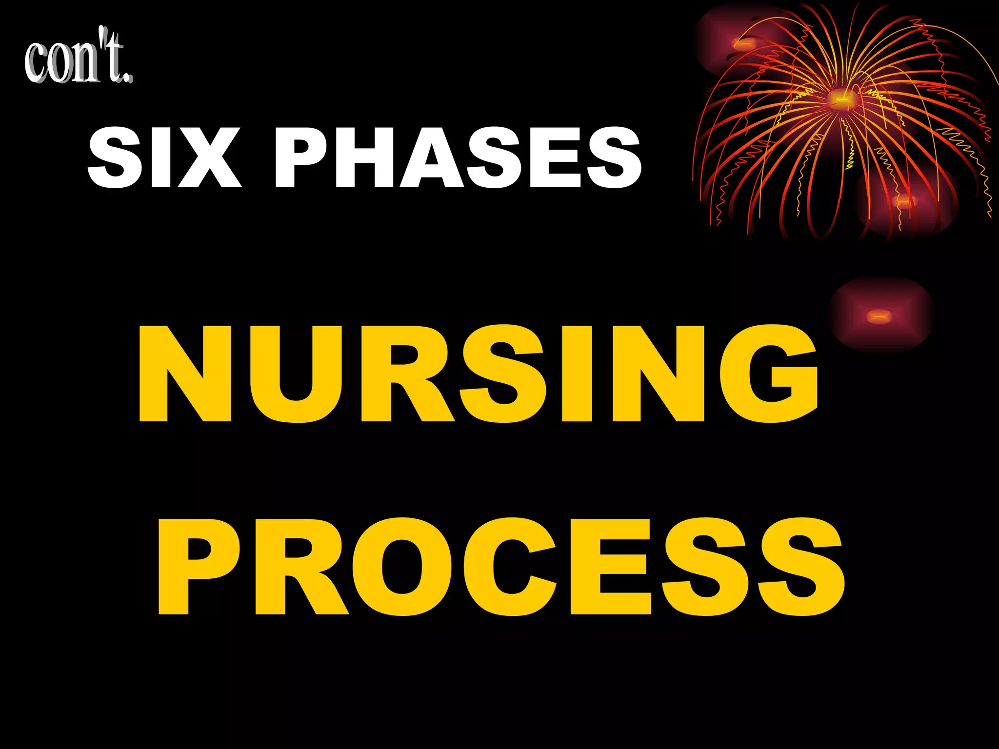 SIX PHASES NURSING  PROCESS con't. 