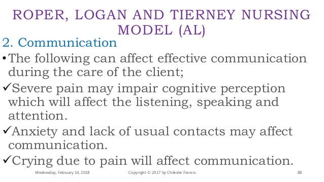 nursing process chileshe francis roper logan and tierney activities of daily living chart