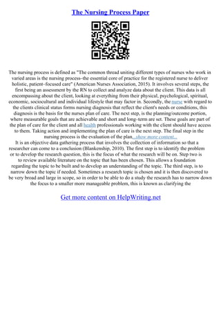 Nursing Process Essay | PDF