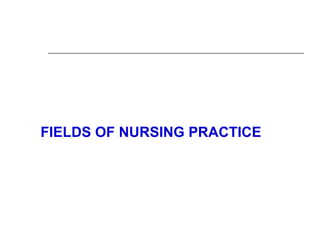FIELDS OF NURSING PRACTICE
 