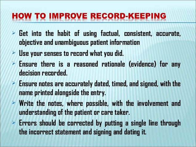 nursing record keeping assignment