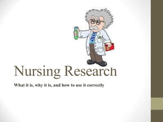 Nursing Research
What it is, why it is, and how to use it correctly
 