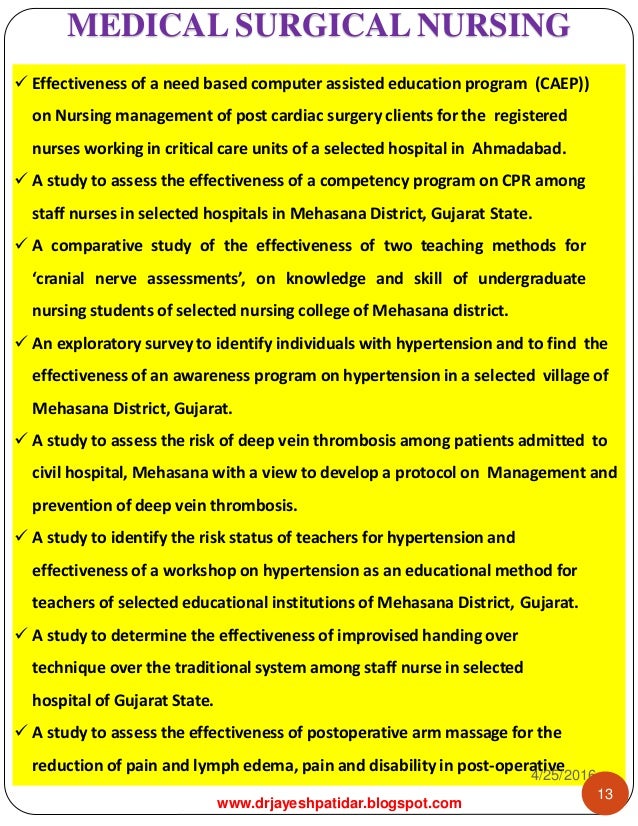 research thesis in medical surgical nursing
