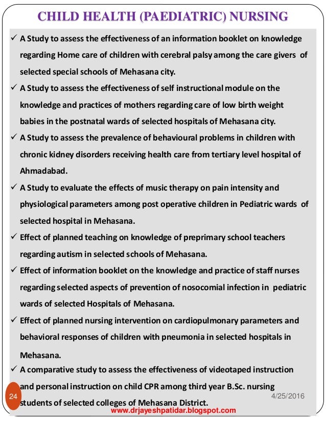 research problem statement in child health nursing