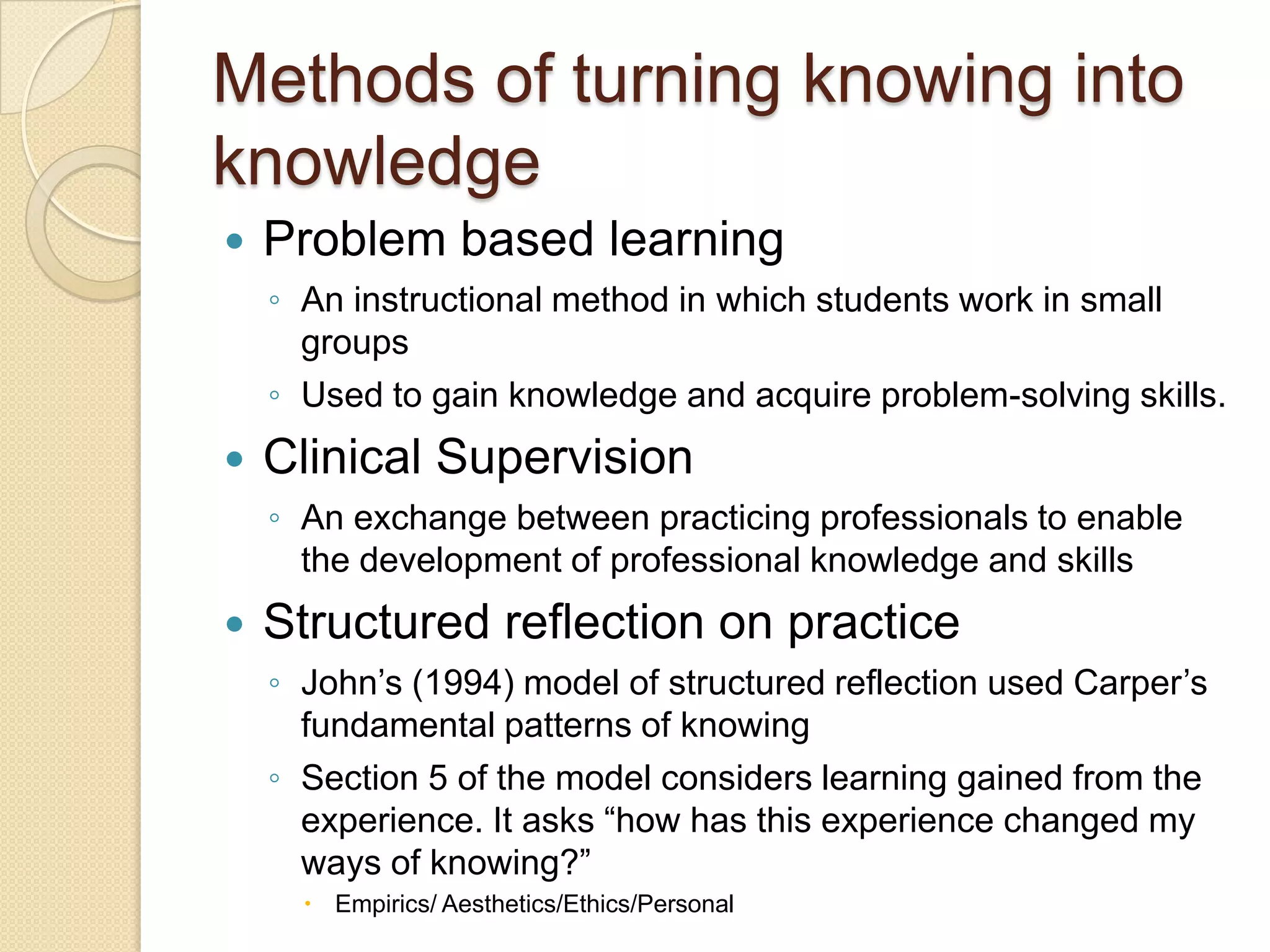 Fundamental Patterns Of Knowing In Nursing Nursings fundamental patterns of knowing | PPT