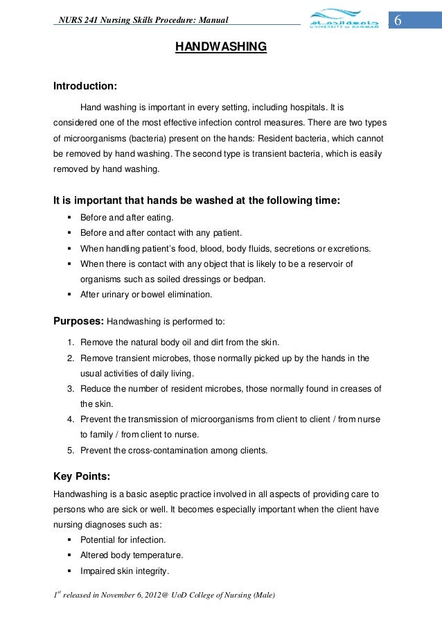nursing skills checklist