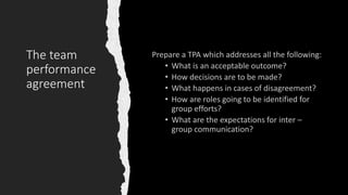 The team
performance
agreement
 