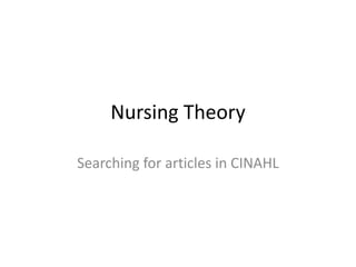 Nursing Theory Searching for articles in CINAHL 