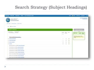 Search Strategy (Subject Headings)
DATABASE: MEDLINE
 