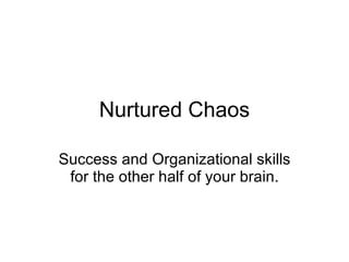 Nurtured Chaos Success and Organizational skills for the other half of your brain. 