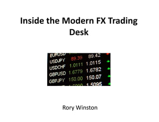 Inside the Modern FX Trading
Desk
Rory Winston
 