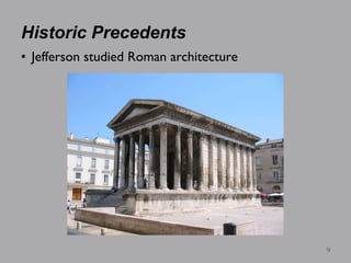 Historic Precedents Jefferson studied Roman architecture 