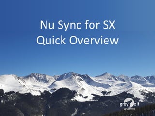 Nu Sync for SX
Quick Overview
 