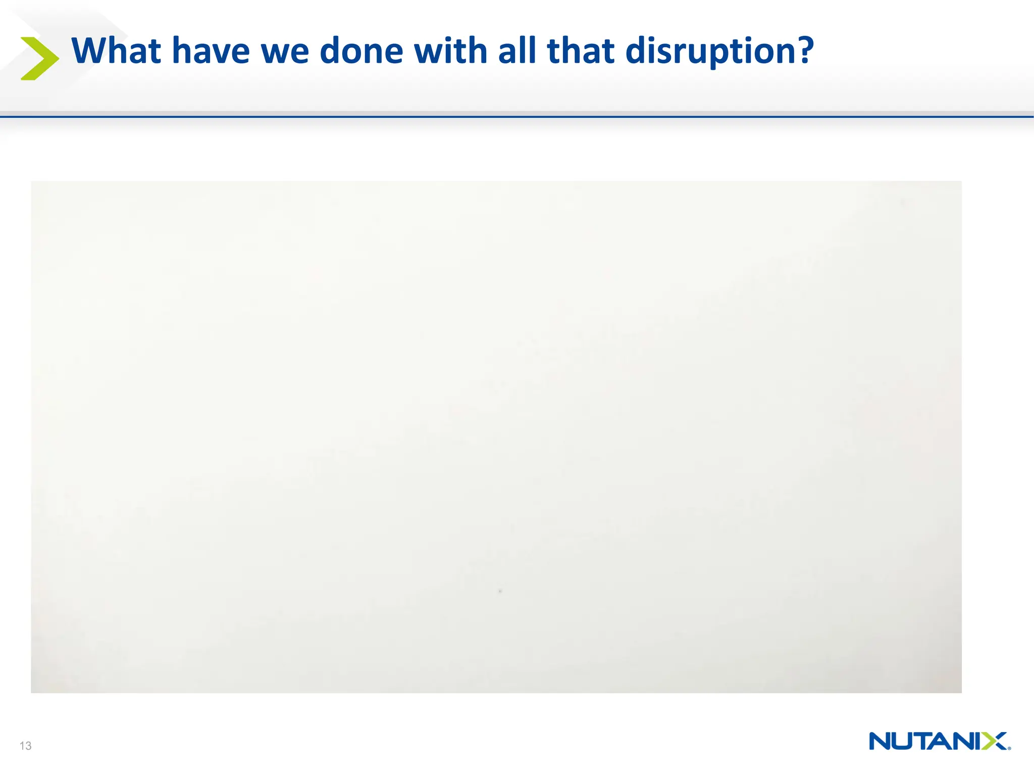 13
What have we done with all that disruption?
 