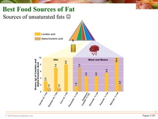 © 2010 Pearson Education, Inc.
Best Food Sources of Fat
Sources of unsaturated fats 
Figure 5.20
 