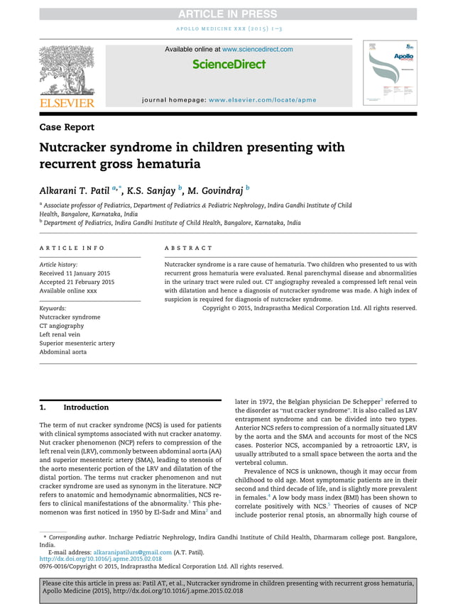 Nutcracker syndrome in children presenting with recurrent gross hematuria