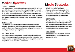 Media Objectives
18
Media Strategies
 