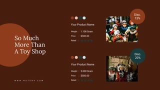 Weight : 1.108 Gram
Price : $300.00
Rated :
Your Product Name
Your Product Name
So Much
More Than
A Toy Shop
W W W . N U T E R A . C O M
Disc.
15%
Disc.
20%
Weight : 5.000 Gram
Price : $500.00
Rated :
 