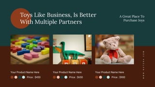 A Great Place To
Purchase Joys
Toys Like Business, Is Better
With Multiple Partners
Your Product Name Here
Price : $450
W
W
W
.
N
U
T
E
R
A
.
C
O
M
Your Product Name Here
Price : $650
Your Product Name Here
Price : $900
 