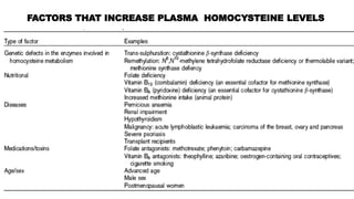 FACTORS THAT INCREASE PLASMA HOMOCYSTEINE LEVELS
 