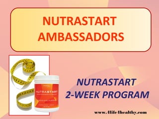 NUTRASTART
AMBASSADORS
NUTRASTART
2-WEEK PROGRAM
www.4life4healthy.com
 
