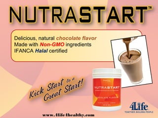 Delicious, natural chocolate flavor
Made with Non-GMO ingredients
IFANCA Halal certified
www.4life4healthy.com
 