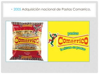 • 2005 Adquisición nacional de Pastas Comarrico.
 