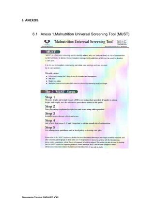 Documento Técnico GNEAUPP NºXII
6. ANEXOS
6.1 Anexo 1.Malnutrition Universal Screening Tool (MUST)
 
